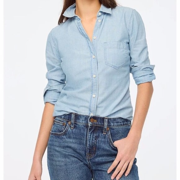 J. Crew Tops - J.Crew Chambray Shirt in Signature Fit Size L